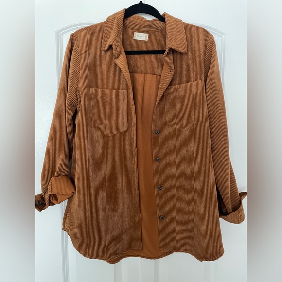 Altar'd State Brown Corduroy Button-Up Shirt - Picture 1 of 2